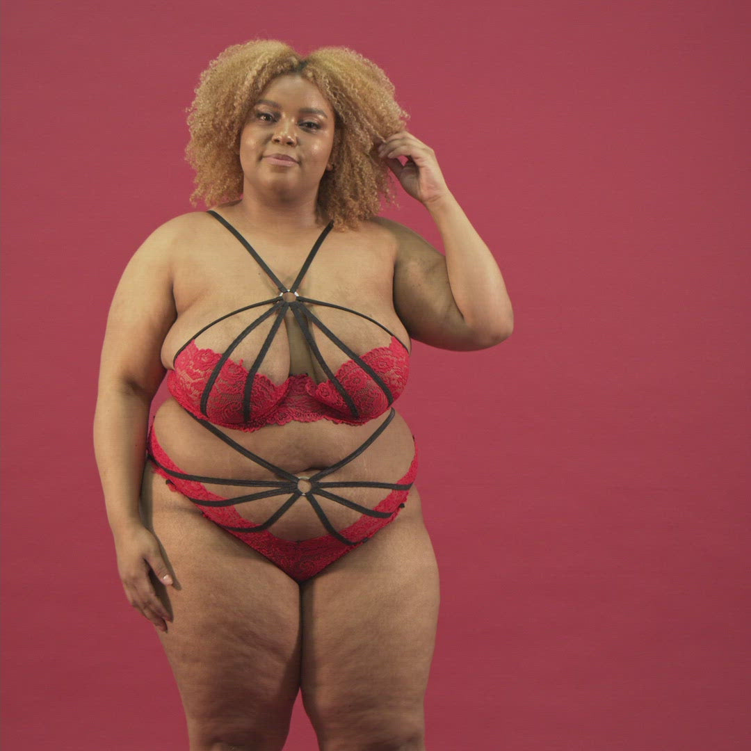Forbidden love stitching cross bra set