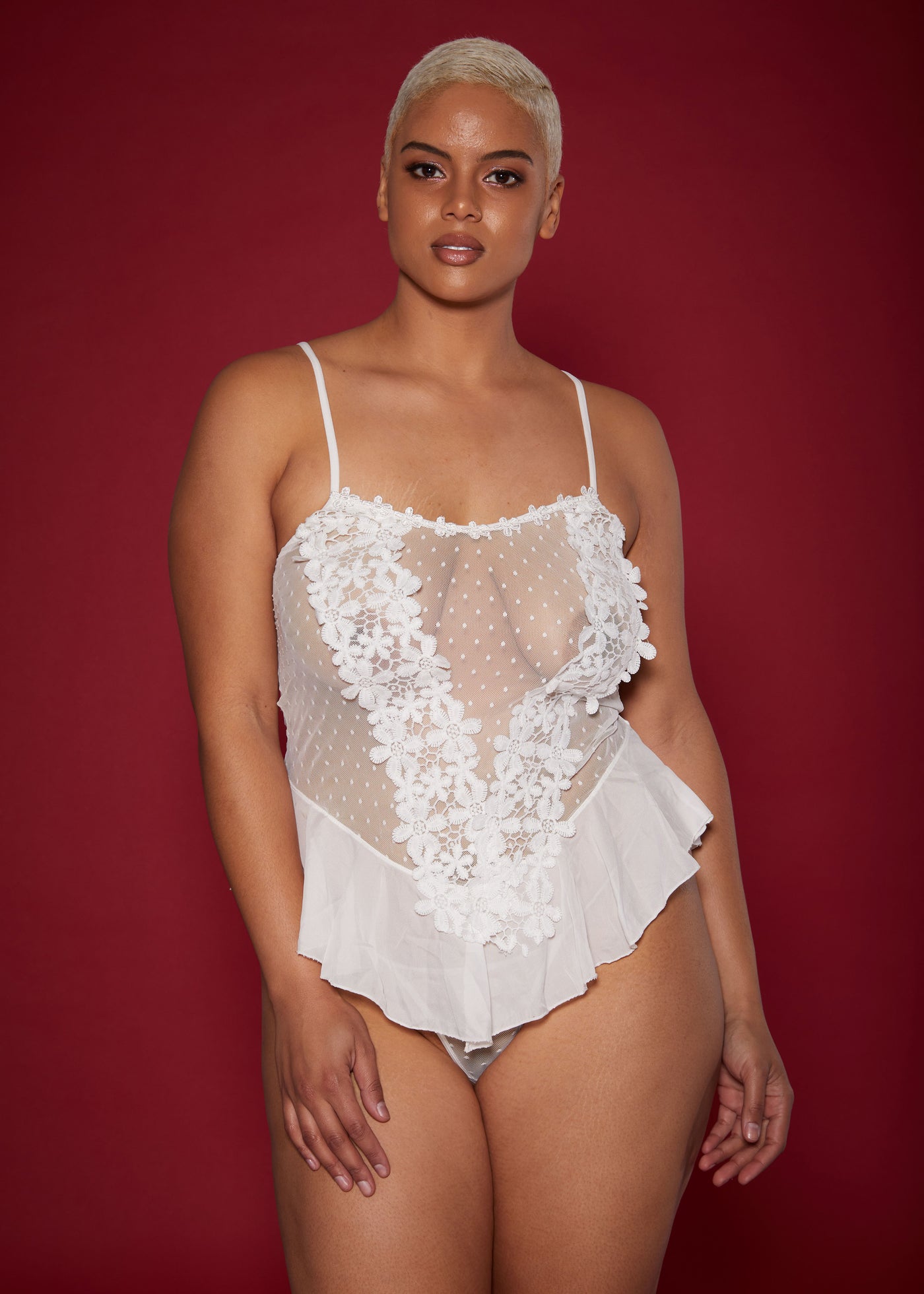 Fluffy touch lace sensual babydoll