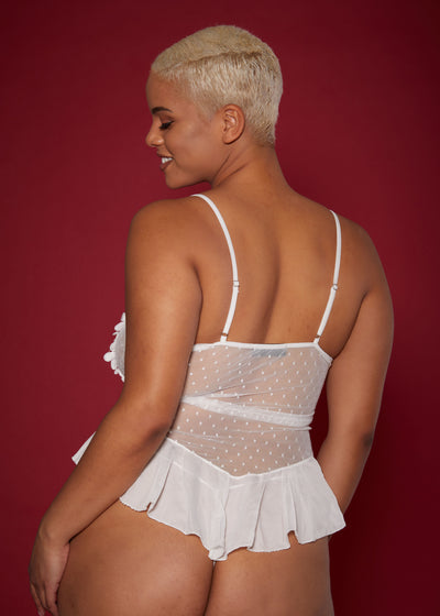 Fluffy touch lace sensual babydoll