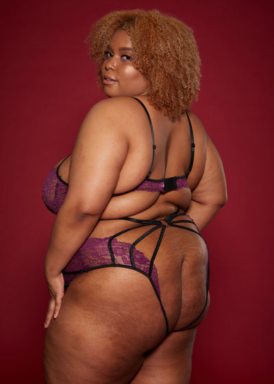 Forbidden love stitching cross bra set