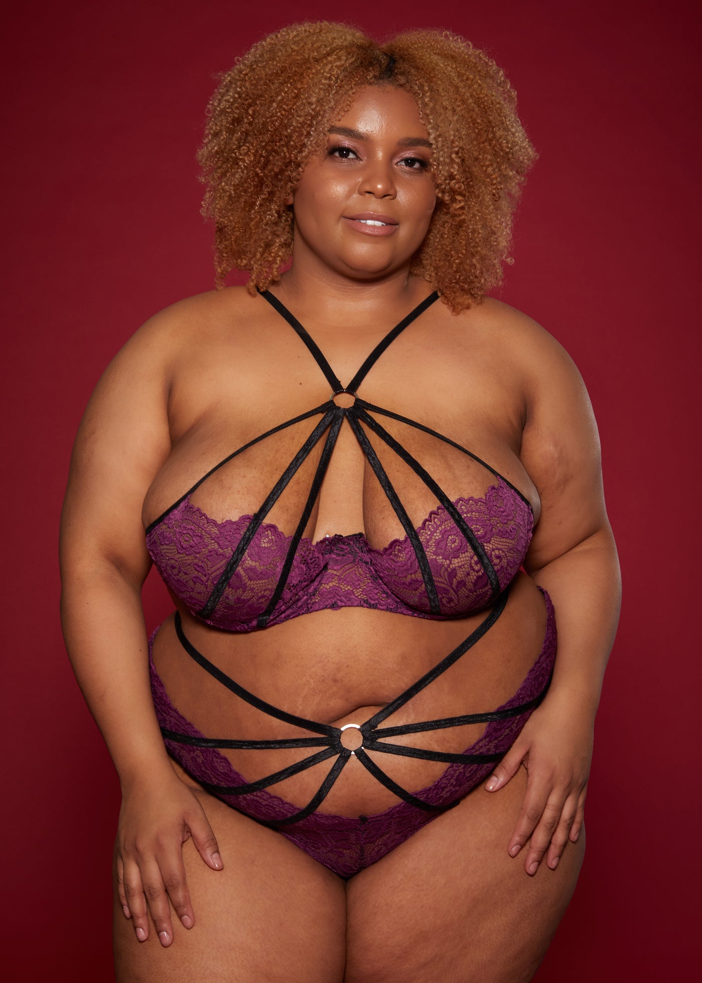 Forbidden love stitching cross bra set