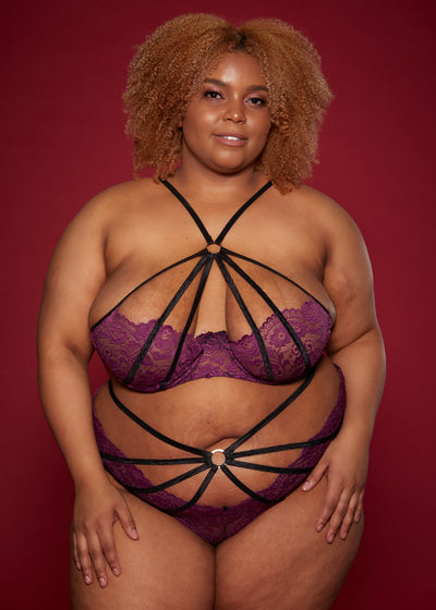 Forbidden love stitching cross bra set