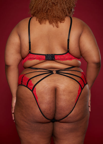 Forbidden love stitching cross bra set