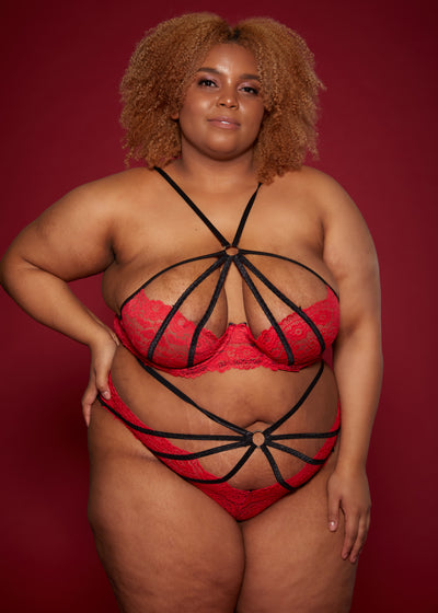 Forbidden love stitching cross bra set