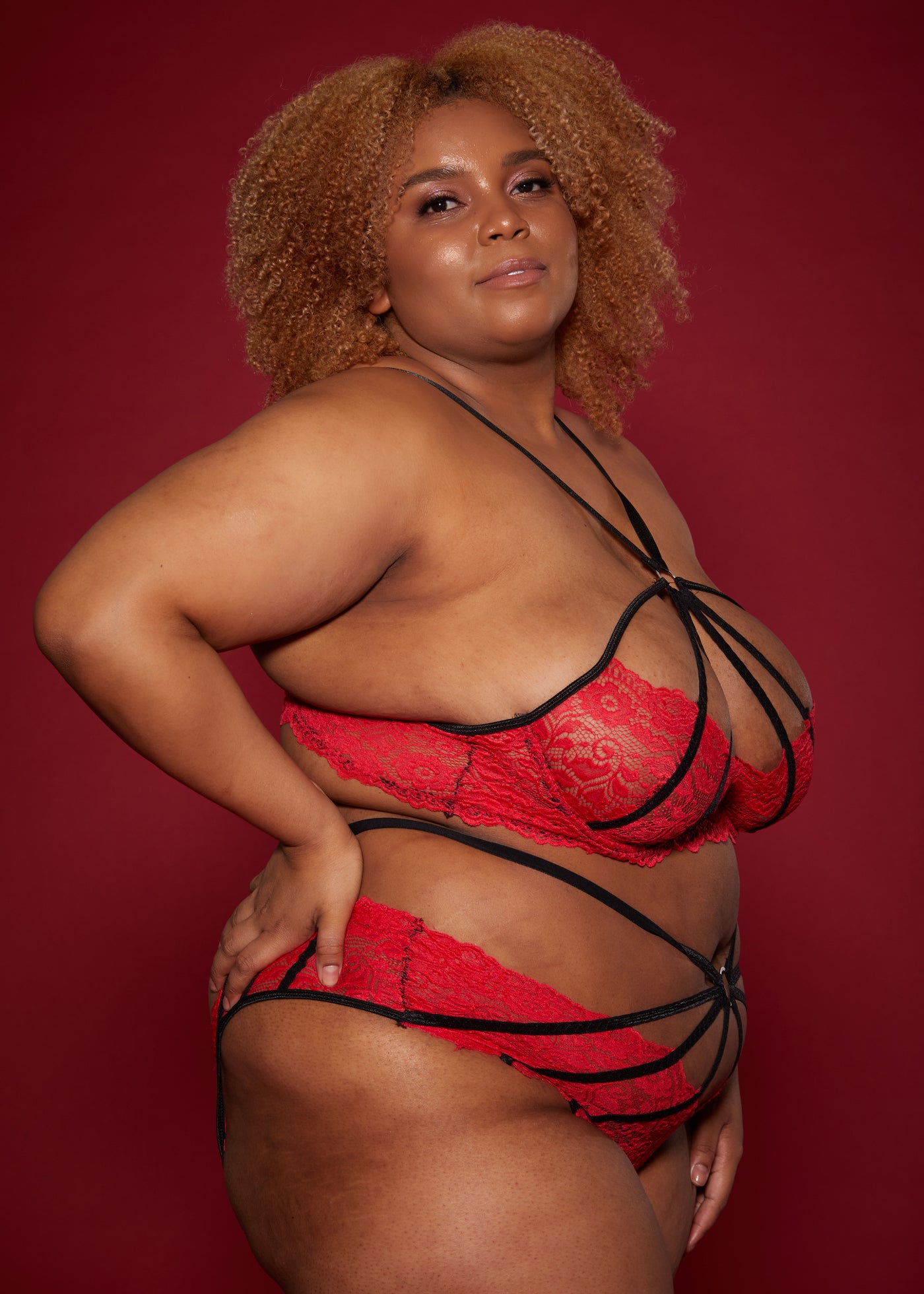 Forbidden love stitching cross bra set