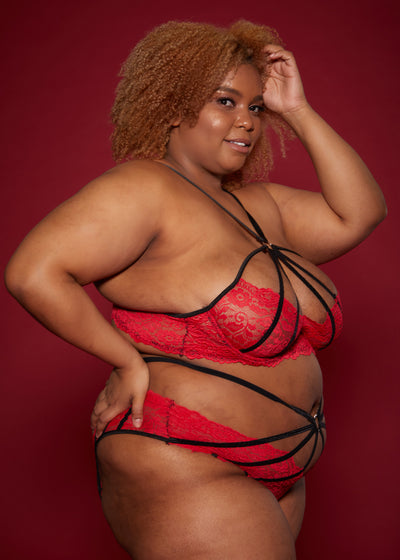 Forbidden love stitching cross bra set