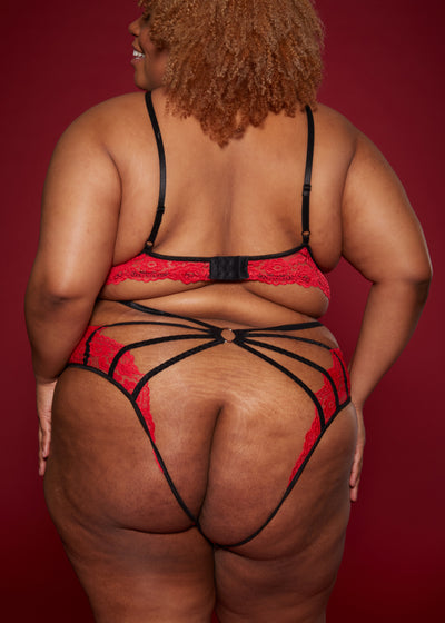 Forbidden love stitching cross bra set