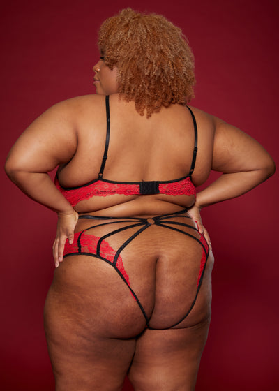Forbidden love stitching cross bra set