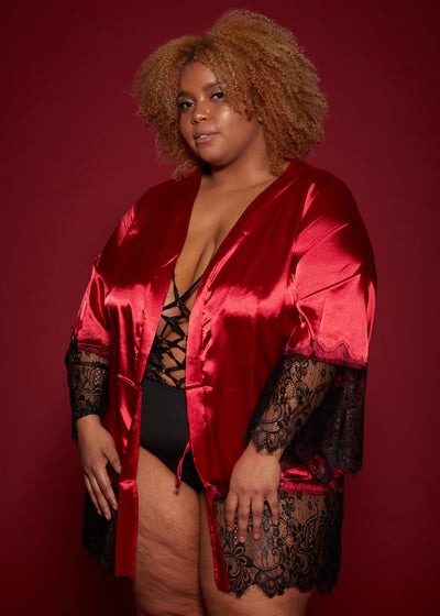 Keep it classy satin lace kimono